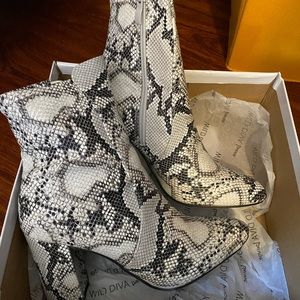 Snakeskin booties